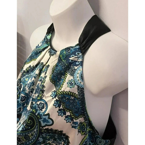 Studio Y Blouse Top Juniors Size XS Blue/White Halter Style Tie Back Key Hole - Picture 2 of 12